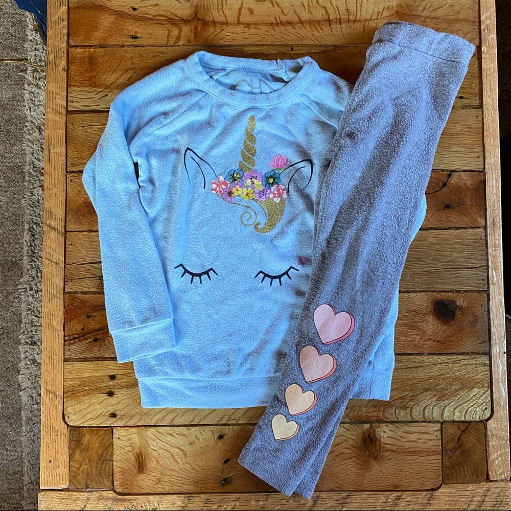 Chaser Unicorn Heart Outfit Size 6 Blue Gray